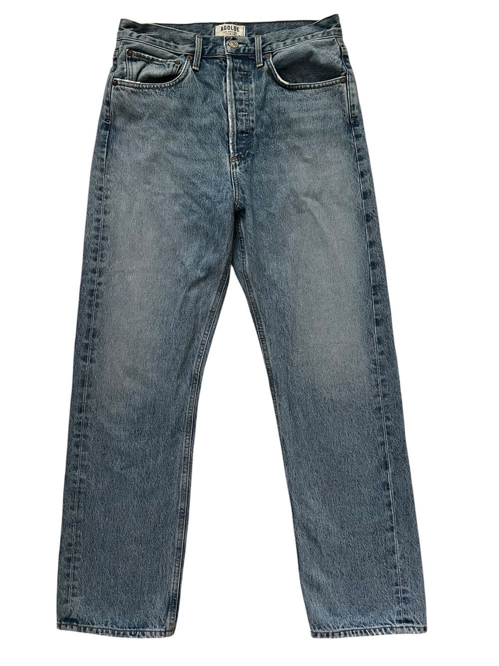 AGOLDE 90’s Jeans High Rise Straight Leg Vintage Wash Blue Button Fly US 27